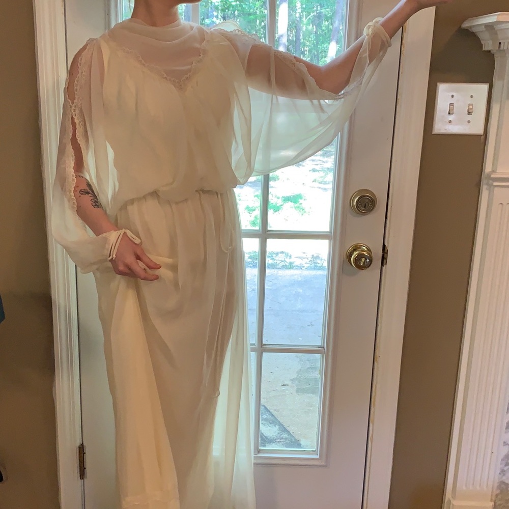Vintage 70s Boho Lace Wedding Dress